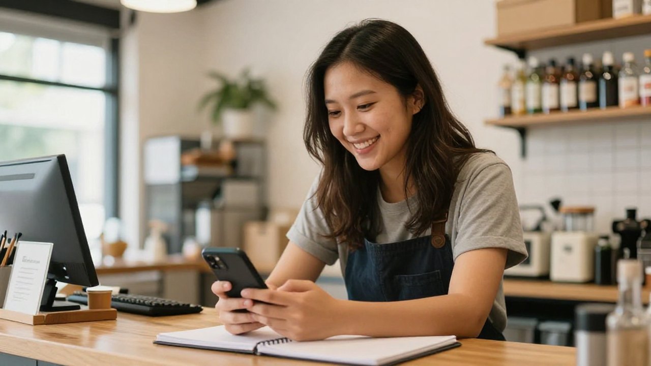 A small-business owner reviewing rising sales — what answered calls earn