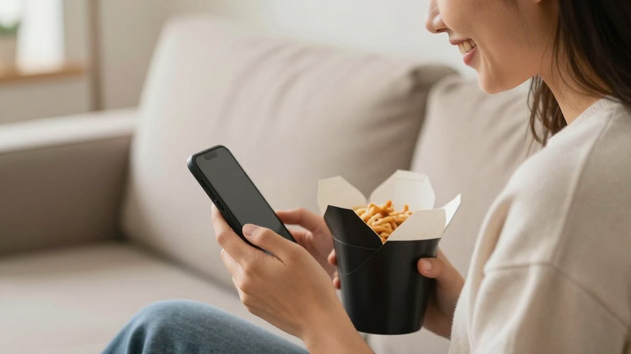 A customer ordering takeout by phone — call, text or online, all answered by KwickPhone