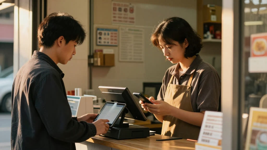 A real KORONA POS business taking a call while KwickPhone answers
