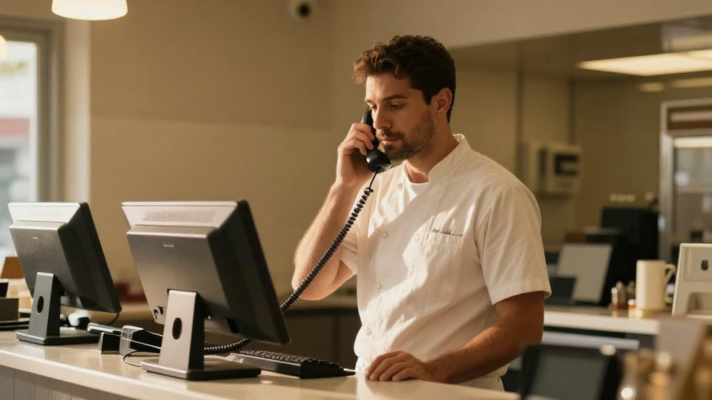 A real KwickPOS business taking a call while KwickPhone answers