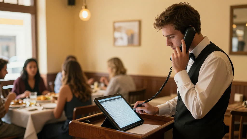 A real OpenTable business taking a call while KwickPhone answers