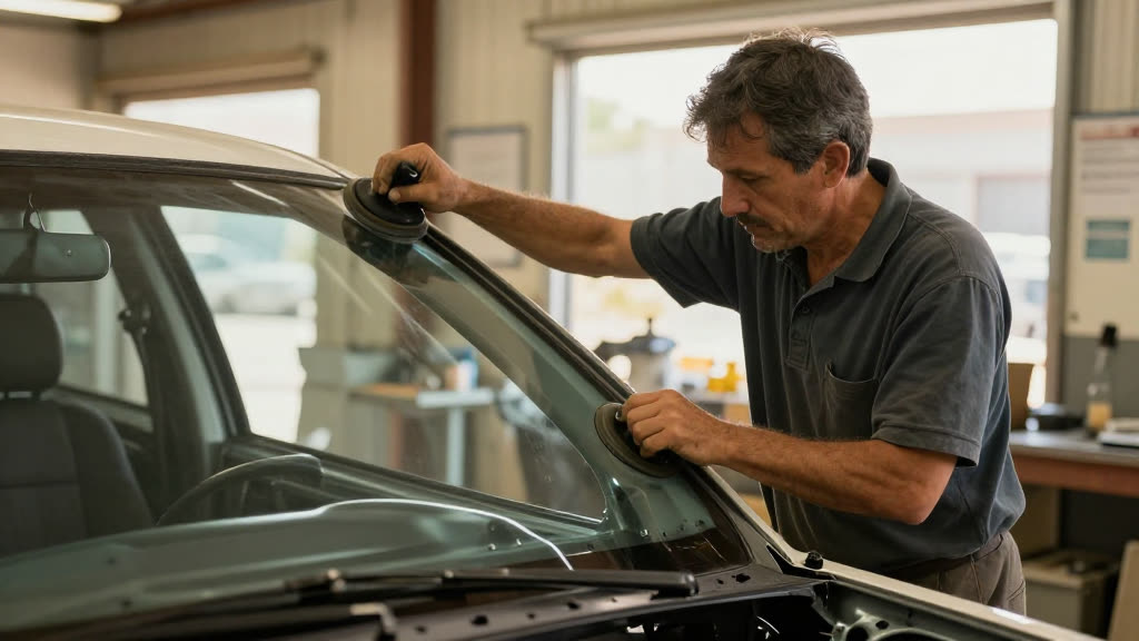 A Auto Glass Repair at work while the phone rings — KwickPhone answers it