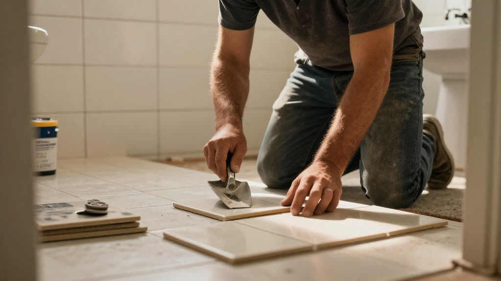A Bathroom Remodeling at work while the phone rings — KwickPhone answers it