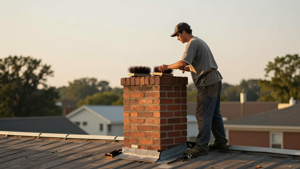 A Chimney Sweep at work while the phone rings — KwickPhone answers it