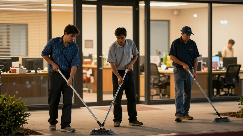 A Commercial Cleaning at work while the phone rings — KwickPhone answers it