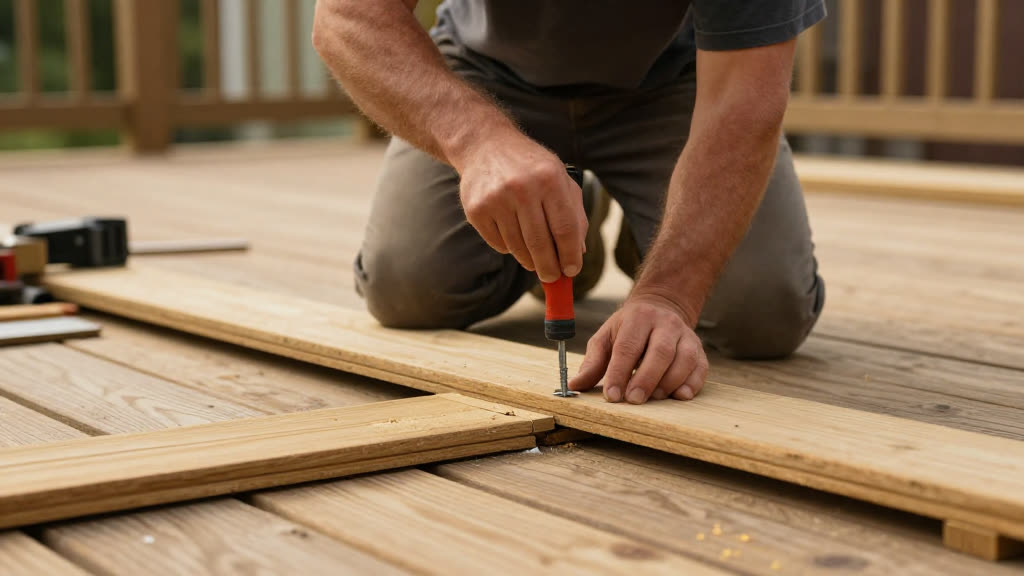 A Deck Builder at work while the phone rings — KwickPhone answers it