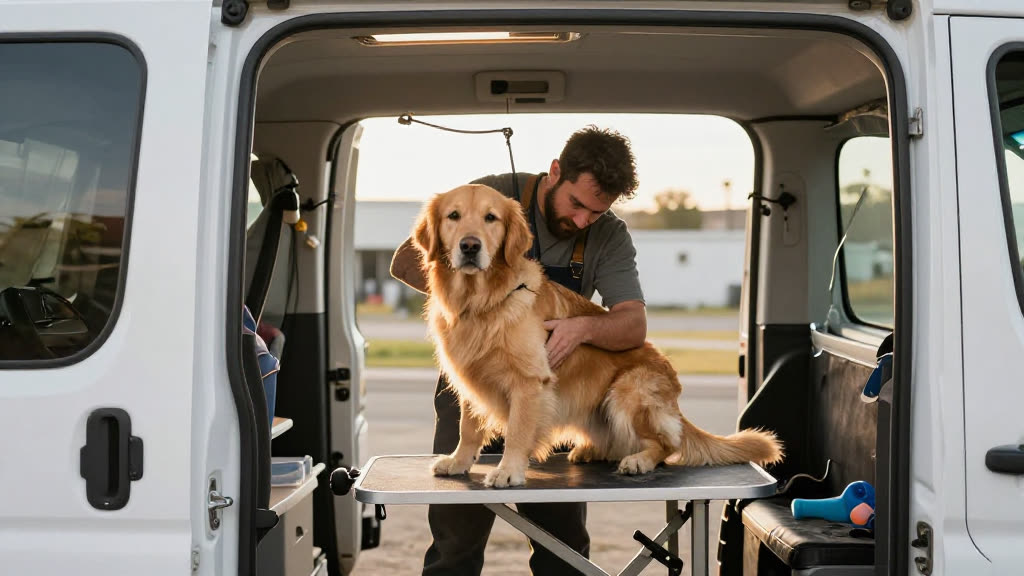A Mobile Dog Grooming at work while the phone rings — KwickPhone answers it