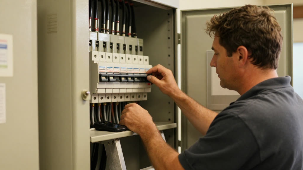 A Electrician at work while the phone rings — KwickPhone answers it