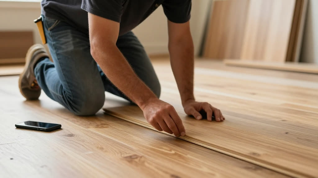 A Flooring Installer at work while the phone rings — KwickPhone answers it