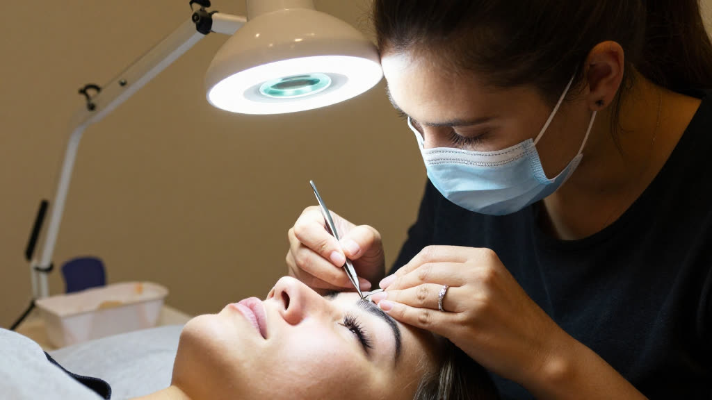 A Lash & Brow Studio at work while the phone rings — KwickPhone answers it