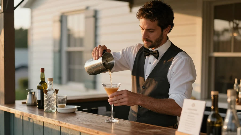A Mobile Bartending at work while the phone rings — KwickPhone answers it
