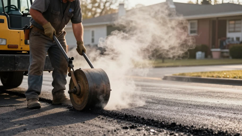 A Paving & Asphalt at work while the phone rings — KwickPhone answers it