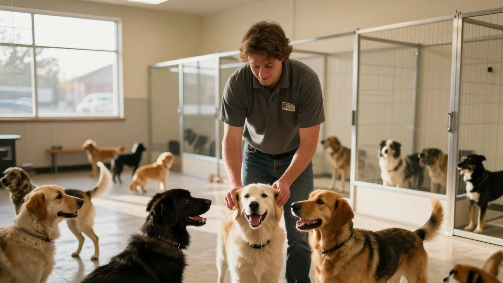 A Pet Boarding & Kennel at work while the phone rings — KwickPhone answers it