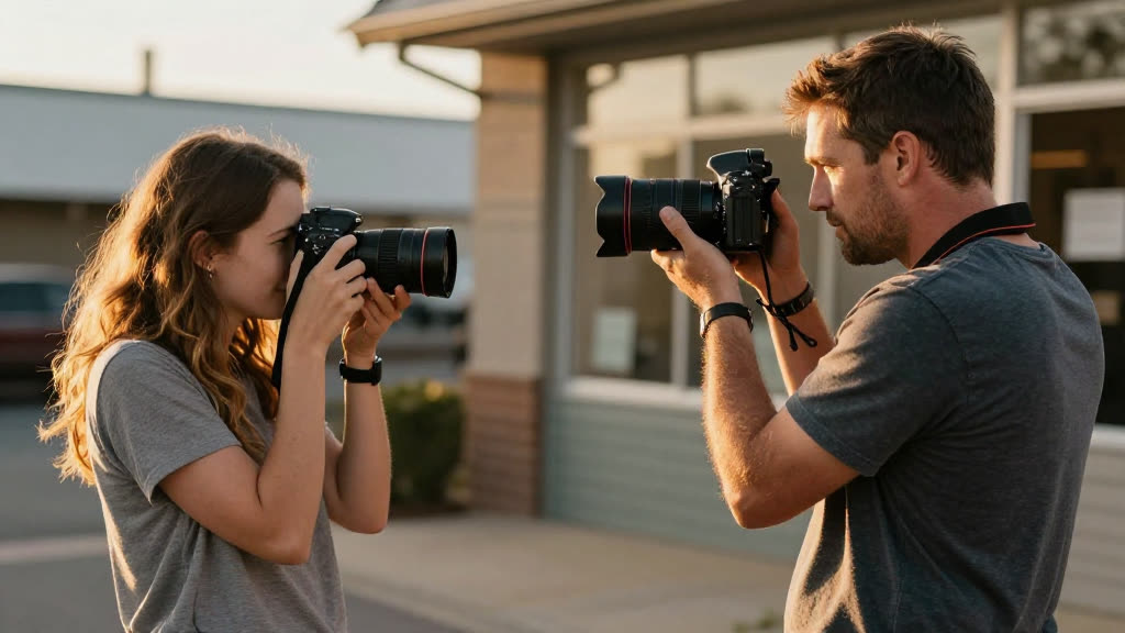 A Photographer at work while the phone rings — KwickPhone answers it