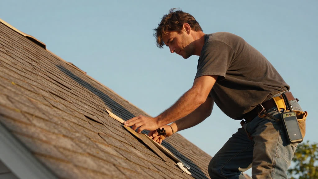 A Roofer at work while the phone rings — KwickPhone answers it