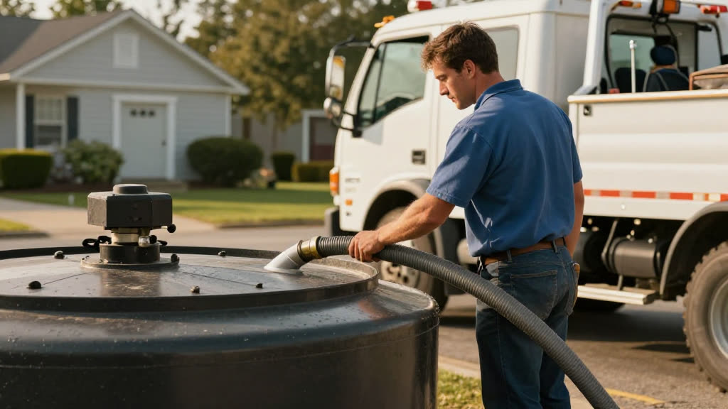 A Septic Service at work while the phone rings — KwickPhone answers it