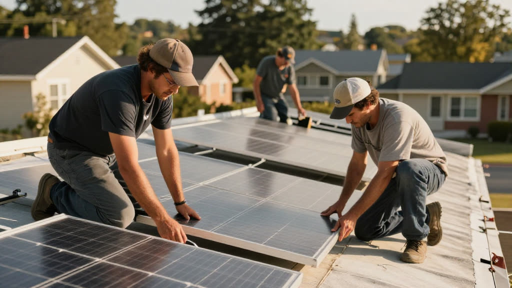 A Solar Installer at work while the phone rings — KwickPhone answers it