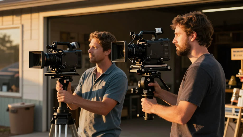 A Videographer at work while the phone rings — KwickPhone answers it