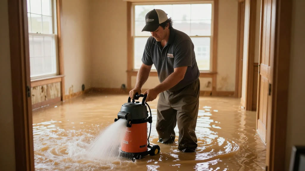 A Water Damage Restoration at work while the phone rings — KwickPhone answers it