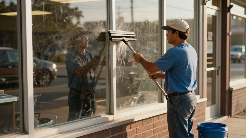 A Window Cleaning at work while the phone rings — KwickPhone answers it